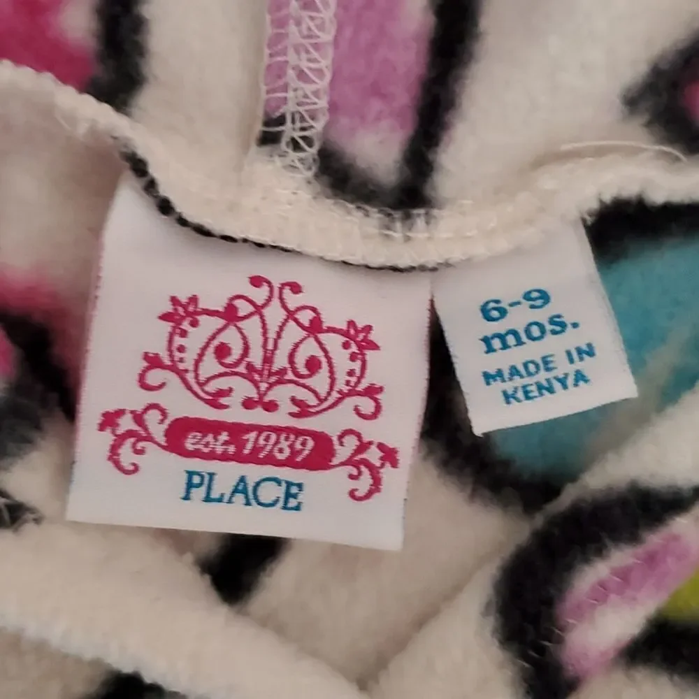 The Children's Place Baby Girl Heart Fleece Hoodie Size 6-9 Months